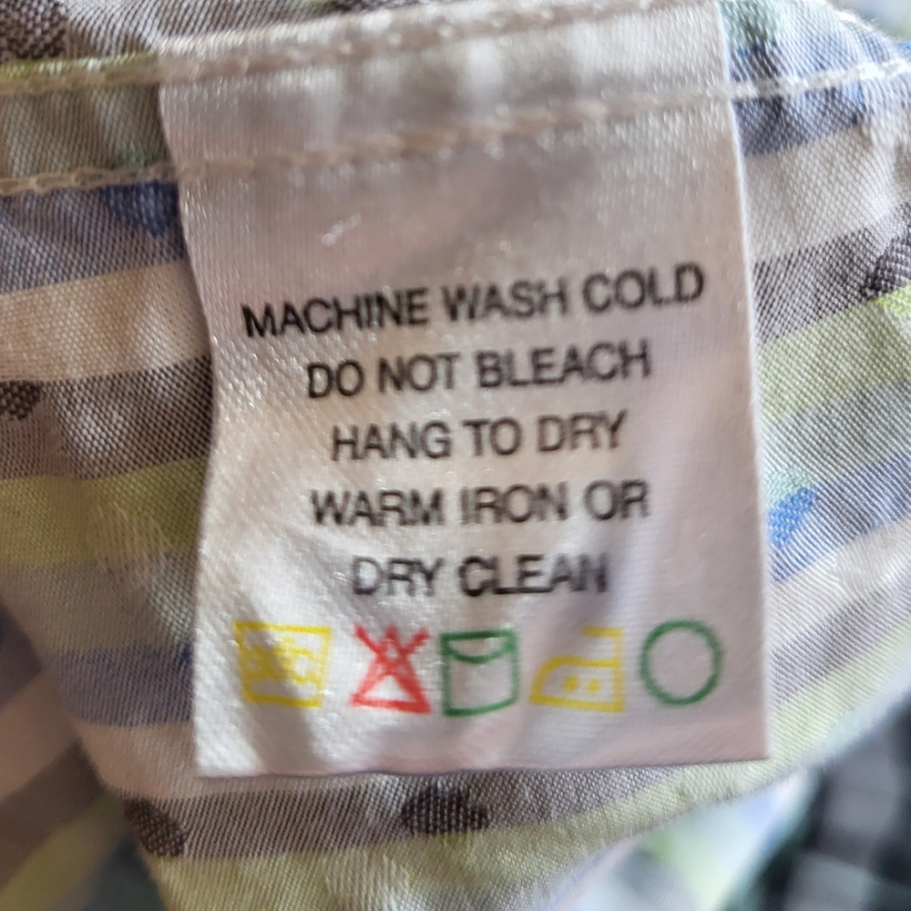 Green, Grey White and Blue Striped Button Down Shirt - M - Picture 7 of 9